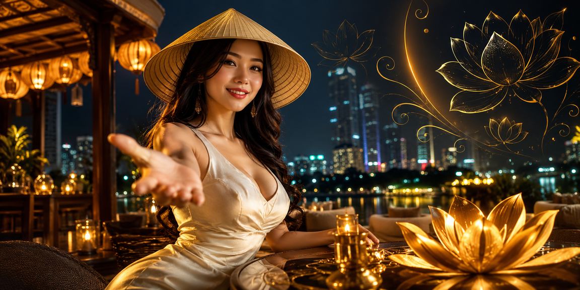 Phụ nữ Đà Lạt mang nón lá xem thưởng hoàn tiền trên điện thoại