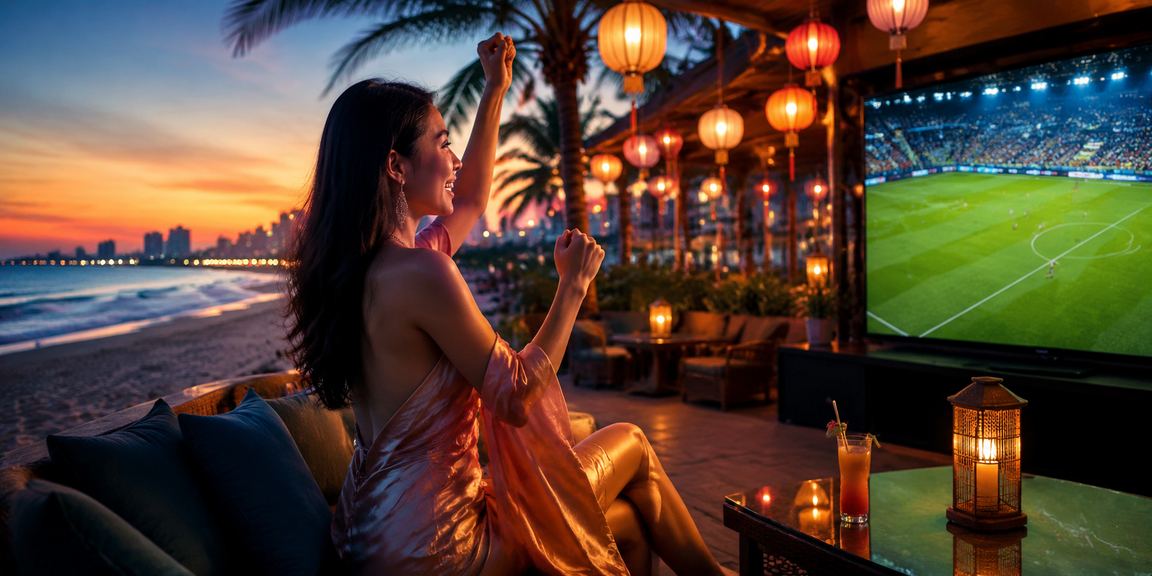 Người hâm mộ bóng đá tại Đà Nẵng xem tỷ lệ kèo dưới ánh đèn lồng buổi tối
