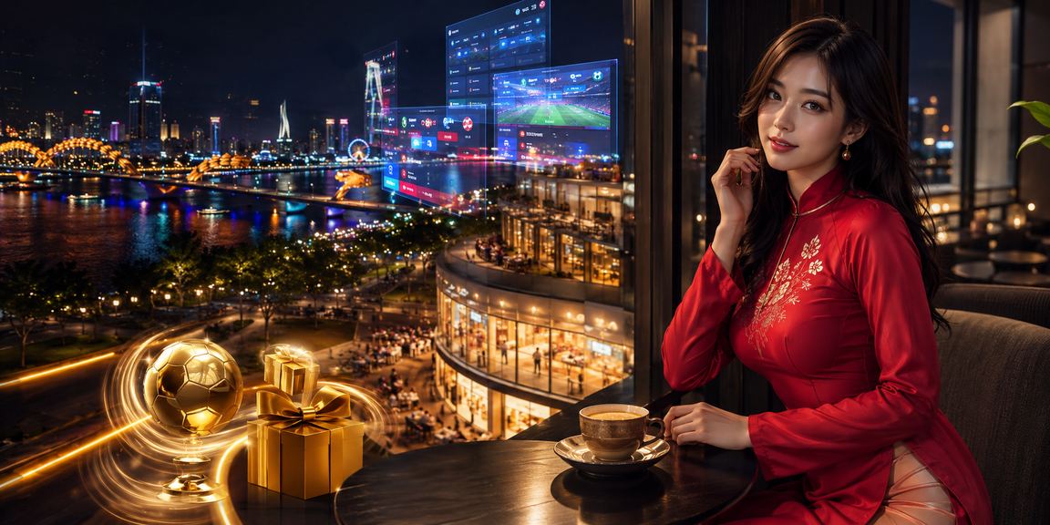 Người phụ nữ mặc áo dài tại Đà Nẵng sử dụng điện thoại để kiểm tra tiền thưởng casino và thực hiện nạp tiền
